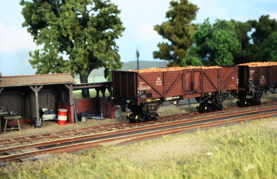 Gterwagen auf Rollbock