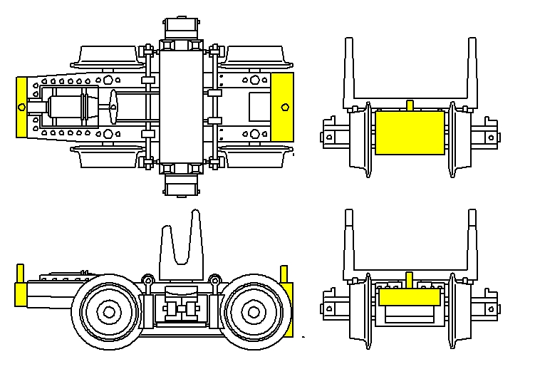 Modifizierte Rollbcke fr regelspurige 
Drehgestell Gterwagen (4-achsig).