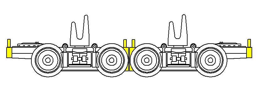 Die Gabel des hinteren Rollbockes muß 
um 180° gedreht angebracht werden.