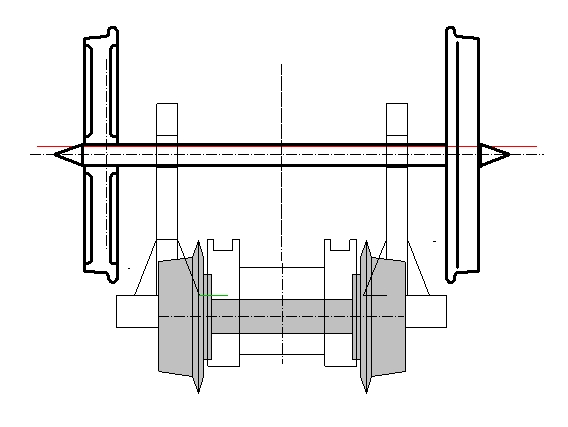 Rollbock Front mit H0-pur Achse.