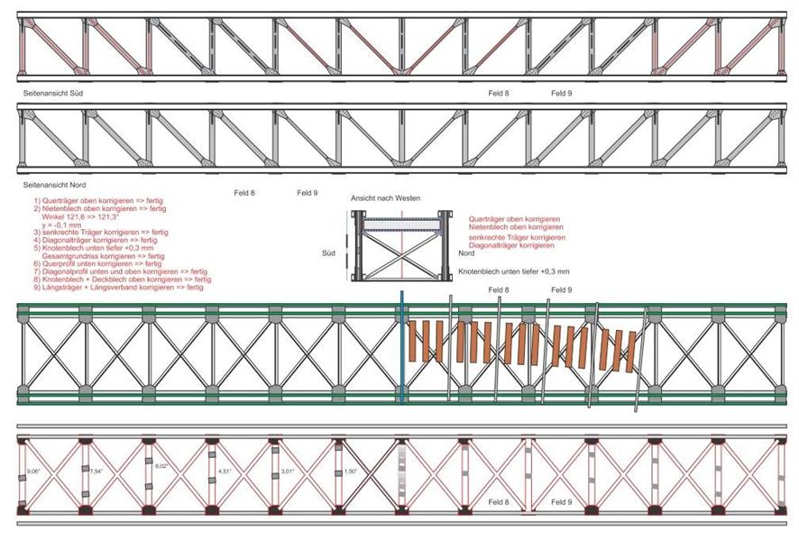 Bild 4: Ansichten, Schnitt, Aufsicht und Untersicht der Seckachbr�cke in Corel Draw