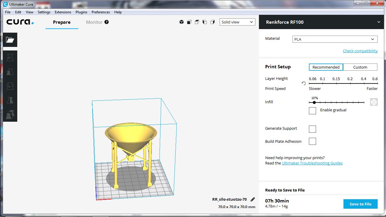 Modell in CURA gedreht