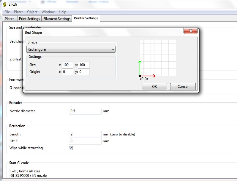 RF100 Daten in slic3r