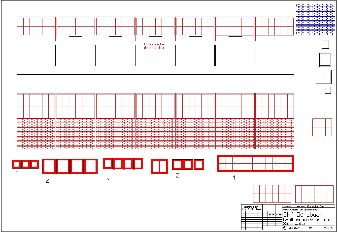 Einzelteile der Bushalle