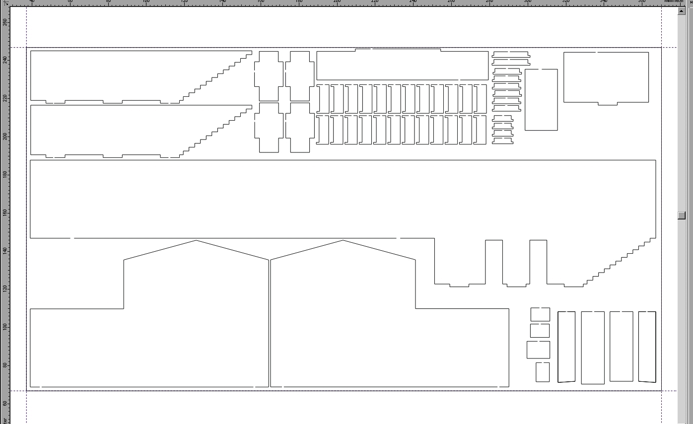 die schwarzen Schnittlinien