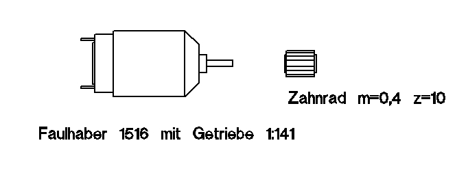Getriebemotor f�r den Antriebsfaden