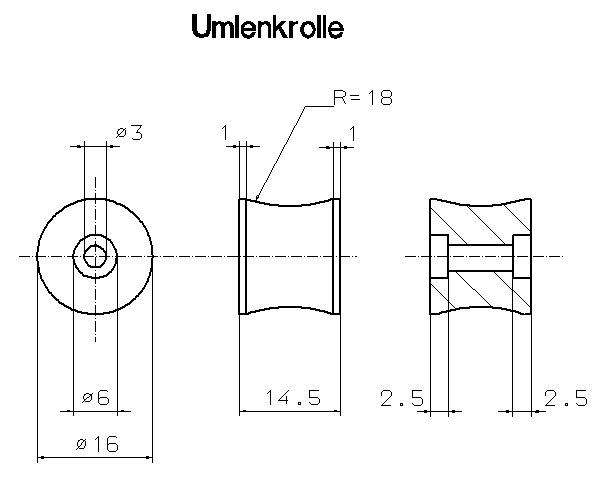 Umlenkrolle f�r den Zugfaden