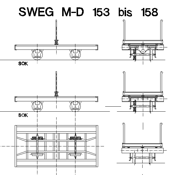 Die Teile der Drehgestellwagen