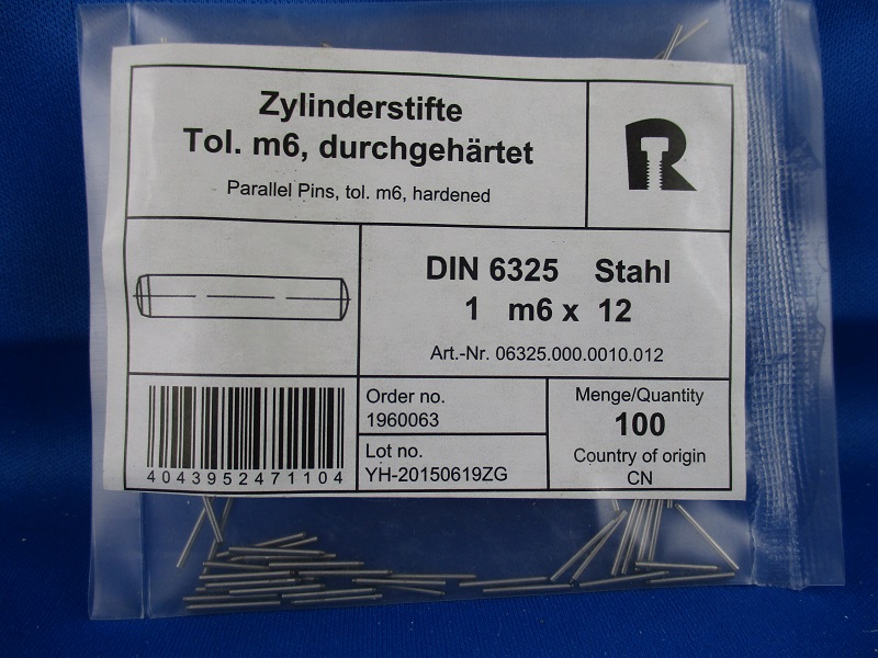 Zylinderstift DIN6325, 1x12 geh�rtet