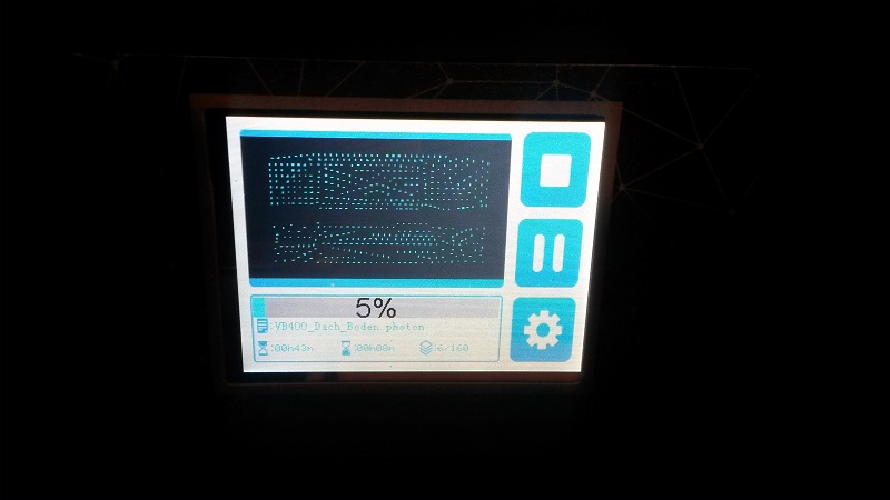 erste Schichten am Druckerdisplay